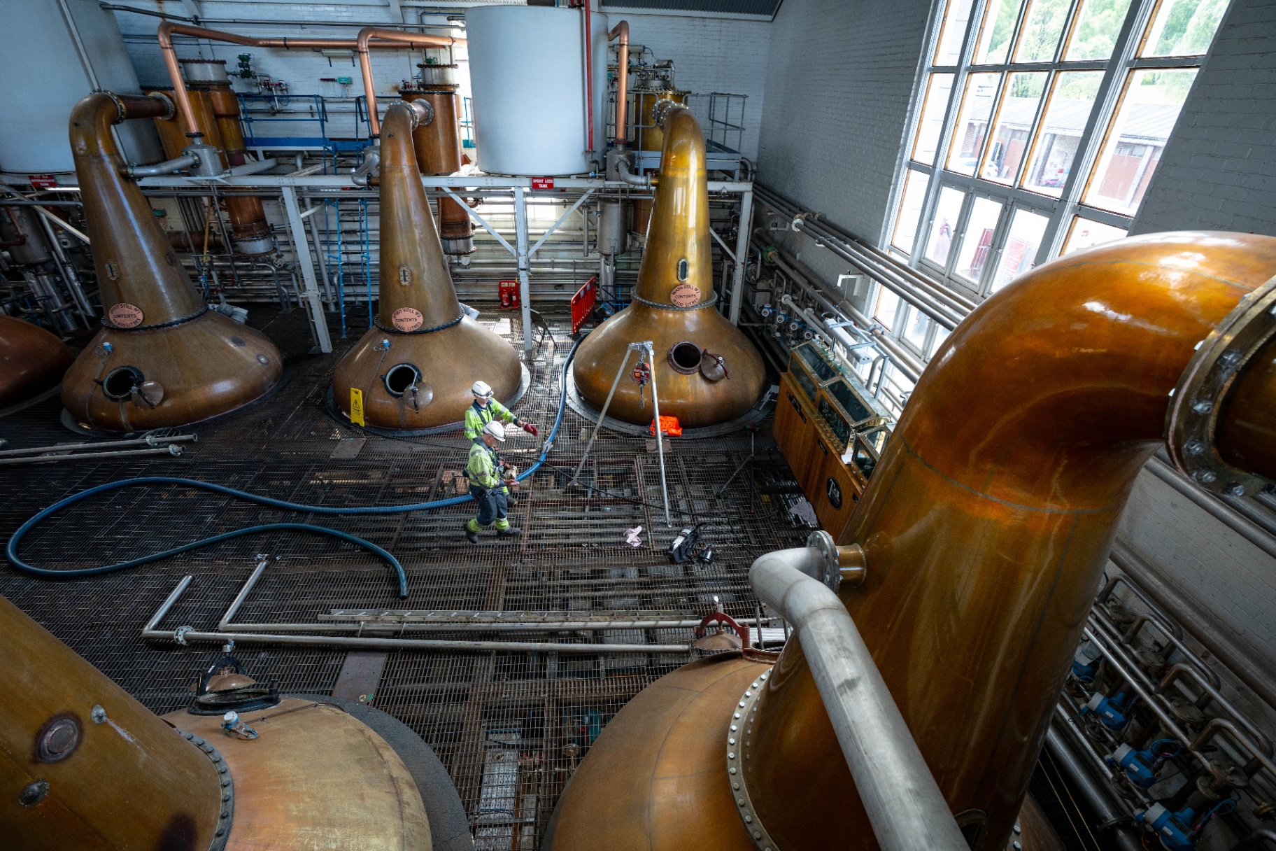 Whisky distillery with copper stills