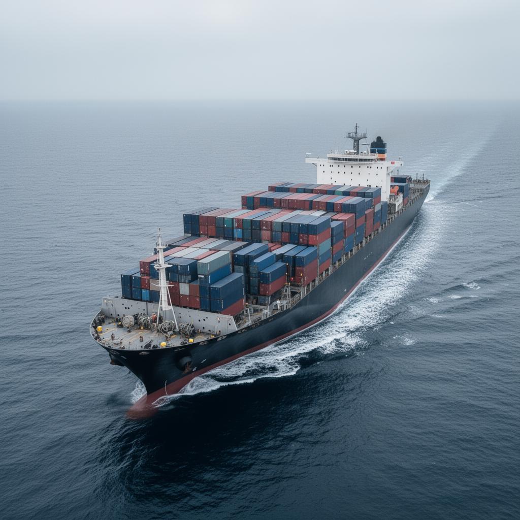 Cargo ship at sea